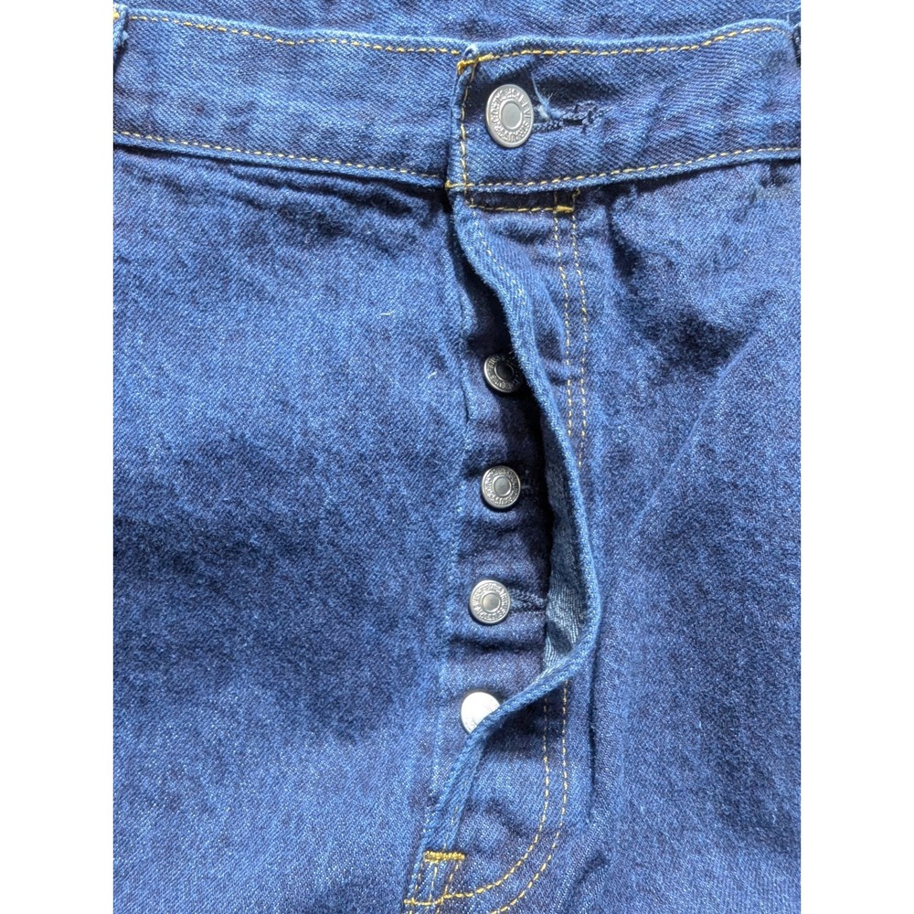 Levi's 501 Button Fly Straight Leg Jeans Men's Size 42x32 Dark Wash - Picture 6 of 15